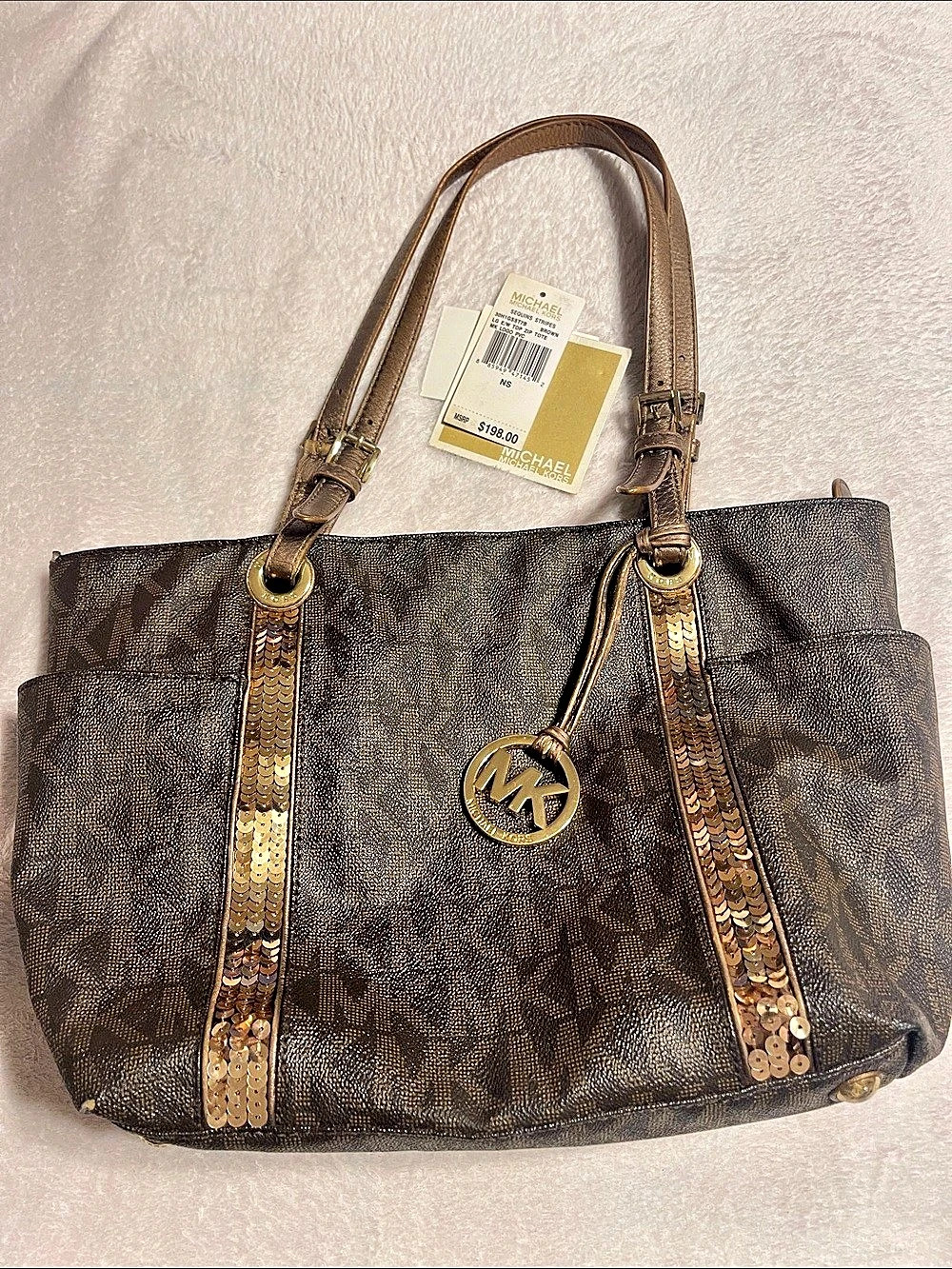 Michael Kors TOP ZIP TOTE Brown & Gold Tote Used